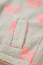 Cargar imagen en el visor de la galería, Gray Bow Sherpa Quarter Zip Drop Shoulder Baggy Sweatshirt