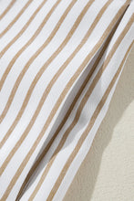 Load image into Gallery viewer, Khaki Stripe Long Sleeve Button Up Mini Shirt Dress