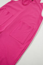 Load image into Gallery viewer, Rose Red Black Pocketed Adjustable Spaghetti Strap Straight Leg Jumpsuit