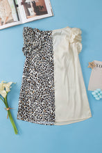 Load image into Gallery viewer, Apricot Half Leopard Patchwork Ruffle Sleeve Blouse