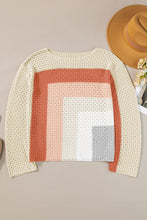 Cargar imagen en el visor de la galería, Apricot Pointelle Knit Colorblock Baggy Sweater