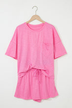 Cargar imagen en el visor de la galería, Sachet Pink Loose Fit Half Sleeve T Shirt and High Waist Skirt Set