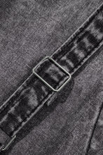Load image into Gallery viewer, Dark Grey Light Wash Frayed Exposed Seam Wide Leg Denim Overall