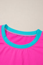 Cargar imagen en el visor de la galería, Rose Red Contrast Trim Cap Sleeve Tee Shorts Set