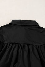 Load image into Gallery viewer, Black Crisp Puff Sleeve Loose Shirt