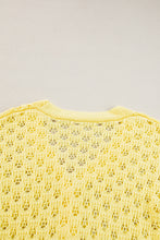Load image into Gallery viewer, Yellow Pointelle Knit V Neck Sweater Cardigan