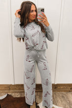 Cargar imagen en el visor de la galería, Gray Cowgirl Boots Printed Long Sleeve Top Pants Lounge Set