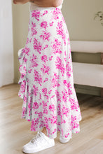 Cargar imagen en el visor de la galería, Rose Boho Floral High Waist Ruffle Split Maxi Skirt