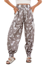 Cargar imagen en el visor de la galería, Khaki Western Cactus Cowgirl Hat Boot Printed Vintage Drawstring Jogger Pants