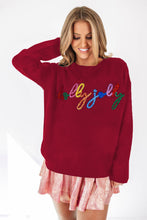 Load image into Gallery viewer, Black Holly Jolly Round Neck Casual Sweater