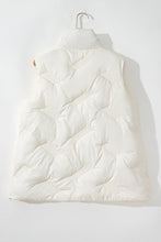 Load image into Gallery viewer, White Quilted High Neck Zip Up Jacket Vest