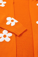 Cargar imagen en el visor de la galería, Orange Floral Print Knitted Open Front Loose Cardigan