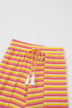 Load image into Gallery viewer, Yellow Stripe Rainbow Tee Tasseled String Wide Leg Pants Set