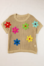 Load image into Gallery viewer, Light French Beige Crochet Flower Hollow-out Sweater T Shirt