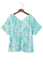 Load image into Gallery viewer, Green Loose Painted Floral Tee
