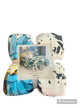 Load image into Gallery viewer, World's Softest King Size Comforter Cow Print Turquoise Bull Skull Sunflower Blanket