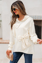 Cargar imagen en el visor de la galería, White Solid Color Cute Bow Detail Loose Hoodie