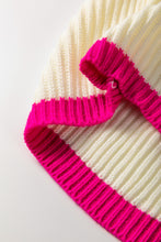 Load image into Gallery viewer, Beige Colorblock Flower Print Cable Knit Loose Sweater