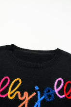 Load image into Gallery viewer, Black Holly Jolly Round Neck Casual Sweater