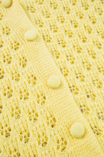 Load image into Gallery viewer, Yellow Pointelle Knit V Neck Sweater Cardigan