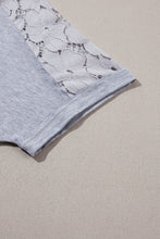 Load image into Gallery viewer, Light Grey Lace Floral Patchwork Ruffled T-shirt Dress