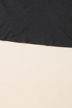 Cargar imagen en el visor de la galería, Black Sequin Patchwork Sleeve Open Back Waffle Knit Top