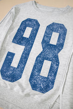 Load image into Gallery viewer, Light Grey Faded Varsity Print Loose Pullover Top