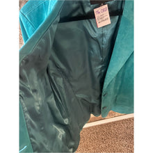 Load image into Gallery viewer, Vintage Metrostyle 100% Genuine Leather Teal Blazer & High-Waist Pants Set