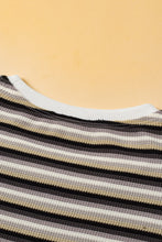 Load image into Gallery viewer, Black Stripe Rainbow Tee Tasseled String Wide Leg Pants Set