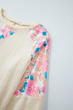Load image into Gallery viewer, Apricot Plus Size Floral Patchwork Ribbed Puff Sleeve Top
