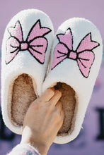 Cargar imagen en el visor de la galería, White Cute Bowknot Pattern Fuzzy Winter Home Slippers