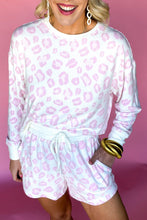 Load image into Gallery viewer, Pink Leopard Print Long Sleeve Top Plus Size Shorts Set
