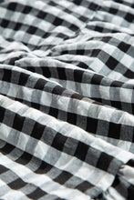 Load image into Gallery viewer, Black Checkered Puff Sleeve Tiered Loose Babydoll Blouse