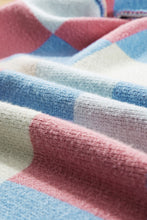 Cargar imagen en el visor de la galería, Light Blue Checkered Drop Shoulder Exposed Seam Open Front Cardigan