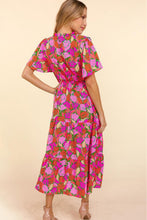 Load image into Gallery viewer, Rose Floral Short Sleeve Smocked Waist Maxi dress