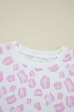 Load image into Gallery viewer, Pink Leopard Print Long Sleeve Top Plus Size Shorts Set