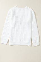 Cargar imagen en el visor de la galería, White LOVE Chenille Embroidered Cable Knit Pullover Sweatshirt