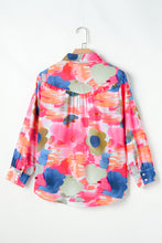 Cargar imagen en el visor de la galería, Rose Abstract Print Ruffled Puff Sleeve Shirt