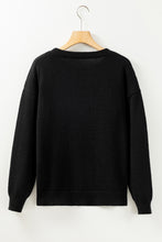 Load image into Gallery viewer, Black Holly Jolly Round Neck Casual Sweater