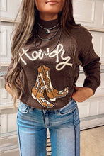 Load image into Gallery viewer, Coffee Western Howdy Boot Graphic High Neck Sweater