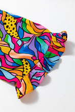 Cargar imagen en el visor de la galería, Rose Abstract Print Plus Size Frilly Trim Blouse
