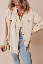 Load image into Gallery viewer, Oatmeal Corduroy Flap Pocket Button Up Shacket