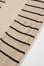 Cargar imagen en el visor de la galería, Black Stripe Shawl Neckline Open Cardigan with Pockets