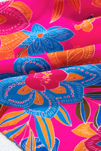 Cargar imagen en el visor de la galería, Rose Red Floral Print Smocked Ruffle Trim Flutter Sleeve Blouse