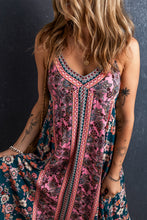 Cargar imagen en el visor de la galería, Pink Bohemian Floral Patchwork Print Long Sundress