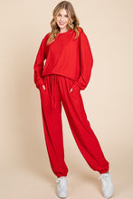 Load image into Gallery viewer, Super Lady Full Size Crinkle Check Round Neck Top and Pants Lounge Set