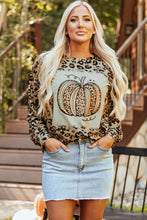 Load image into Gallery viewer, Brown Bleached Halloween Pumpkin Leopard Print Sweatshirt