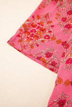 Cargar imagen en el visor de la galería, Rose Red Floral Print Wide Short Sleeve Loose Shirt