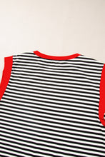 Cargar imagen en el visor de la galería, Black Stripe Colorblock Edge Round Neck Tank Top