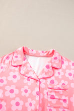 Load image into Gallery viewer, Pink Flower Print Short Sleeve Shirt Pajamas Set